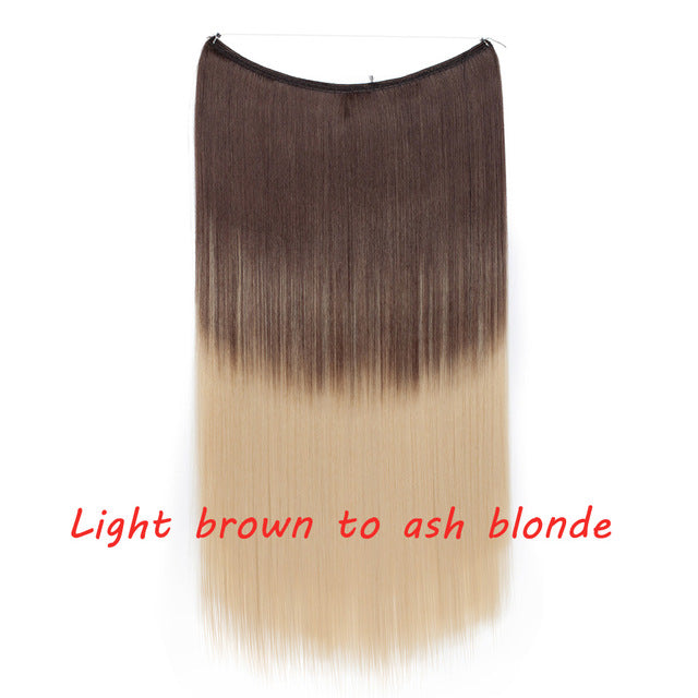 20 inch invisible wire no clip a part of halo hair extension flip in fake hair hairpieces synthetic hair for woman