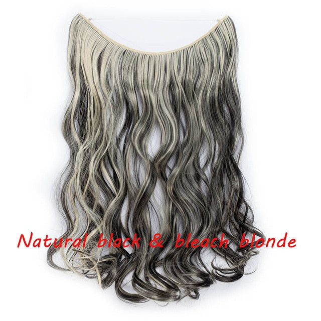 20 inch invisible wire no clip a part of halo hair extension flip in fake hair hairpieces synthetic hair for woman