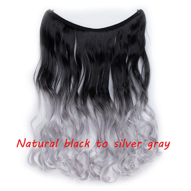20 inch invisible wire no clip a part of halo hair extension flip in fake hair hairpieces synthetic hair for woman
