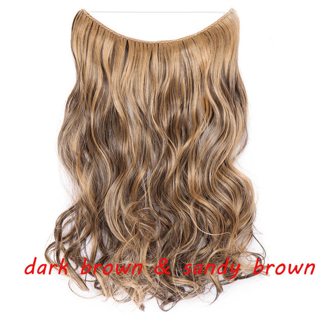 20 inch invisible wire no clip a part of halo hair extension flip in fake hair hairpieces synthetic hair for woman