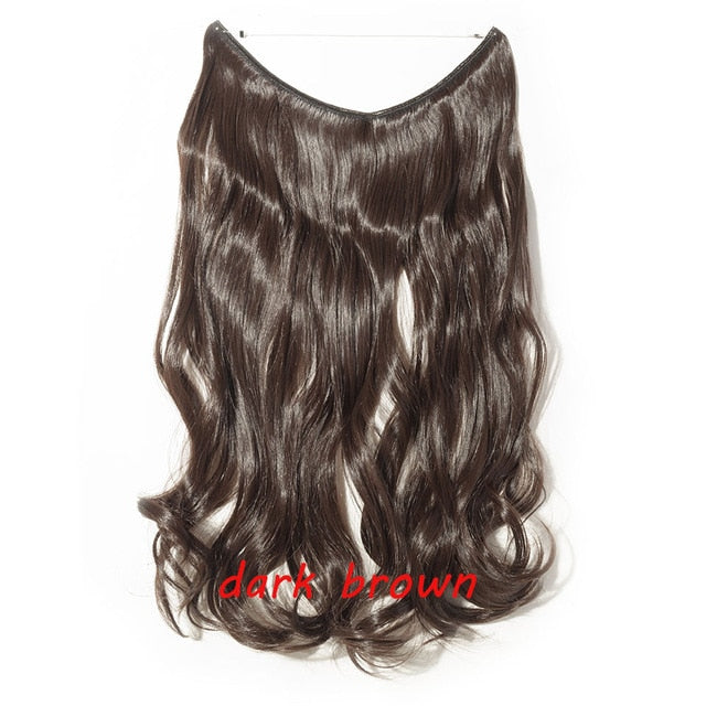 20 inch invisible wire no clip a part of halo hair extension flip in fake hair hairpieces synthetic hair for woman