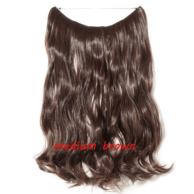 20 inch invisible wire no clip a part of halo hair extension flip in fake hair hairpieces synthetic hair for woman