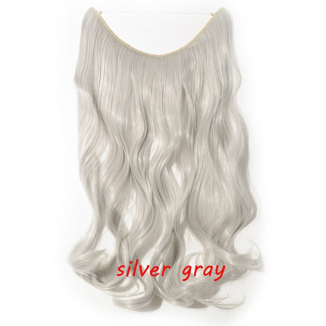 20 inch invisible wire no clip a part of halo hair extension flip in fake hair hairpieces synthetic hair for woman