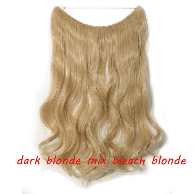 20 inch invisible wire no clip a part of halo hair extension flip in fake hair hairpieces synthetic hair for woman