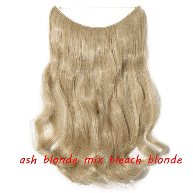 20 inch invisible wire no clip a part of halo hair extension flip in fake hair hairpieces synthetic hair for woman