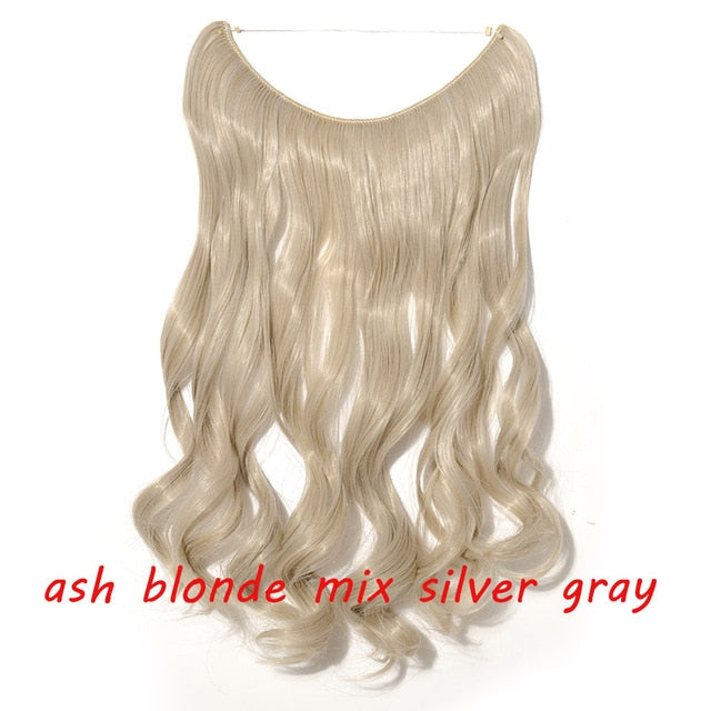 20 inch invisible wire no clip a part of halo hair extension flip in fake hair hairpieces synthetic hair for woman