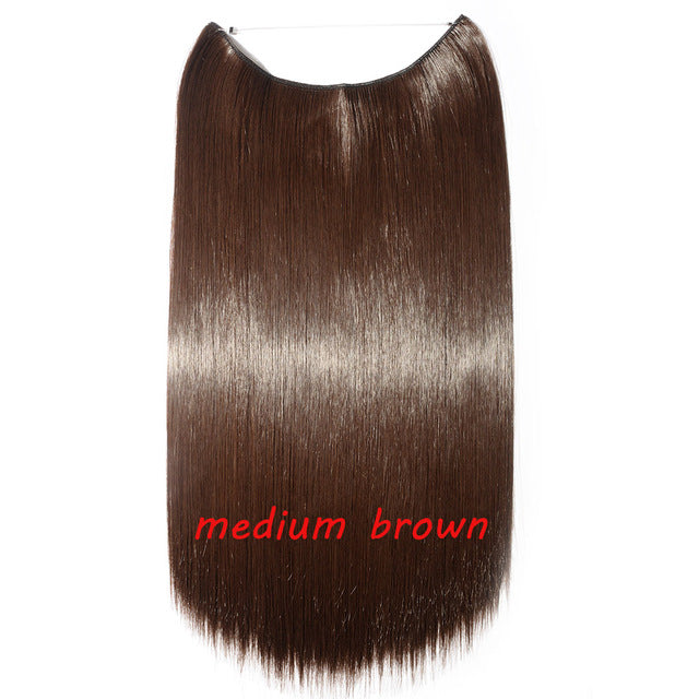20 inch invisible wire no clip a part of halo hair extension flip in fake hair hairpieces synthetic hair for woman