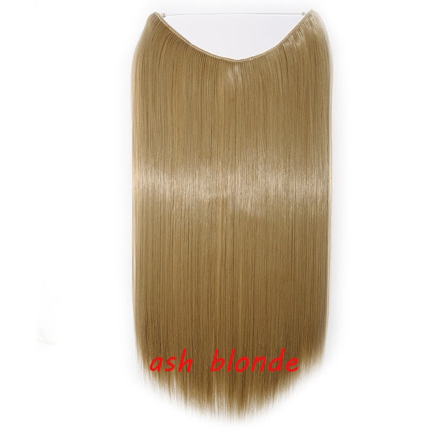 20 inch invisible wire no clip a part of halo hair extension flip in fake hair hairpieces synthetic hair for woman