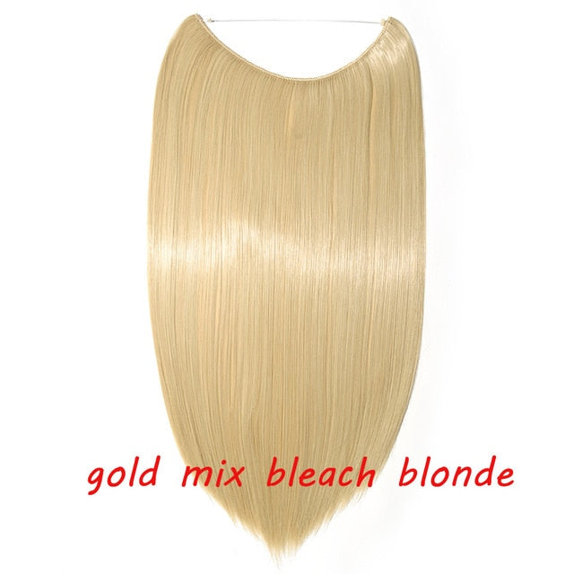 20 inch invisible wire no clip a part of halo hair extension flip in fake hair hairpieces synthetic hair for woman