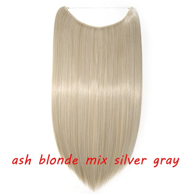 20 inch invisible wire no clip a part of halo hair extension flip in fake hair hairpieces synthetic hair for woman