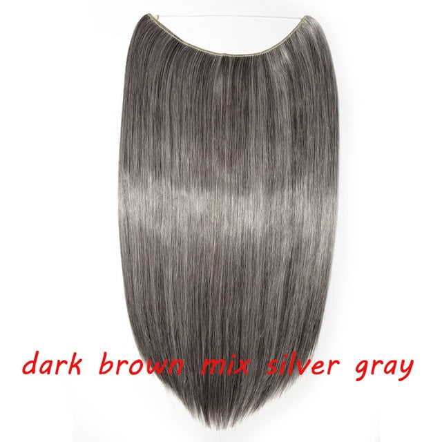 20 inch invisible wire no clip a part of halo hair extension flip in fake hair hairpieces synthetic hair for woman