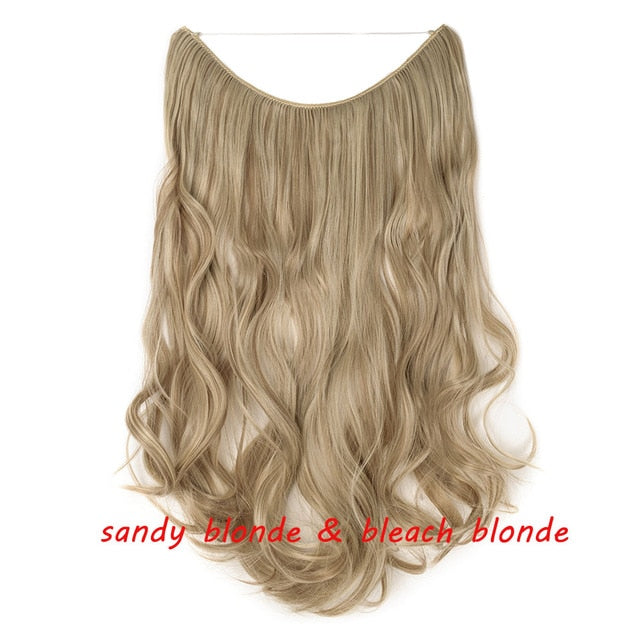 20 inch invisible wire no clip a part of halo hair extension flip in fake hair hairpieces synthetic hair for woman