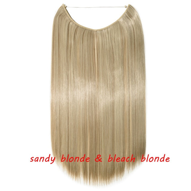 20 inch invisible wire no clip a part of halo hair extension flip in fake hair hairpieces synthetic hair for woman