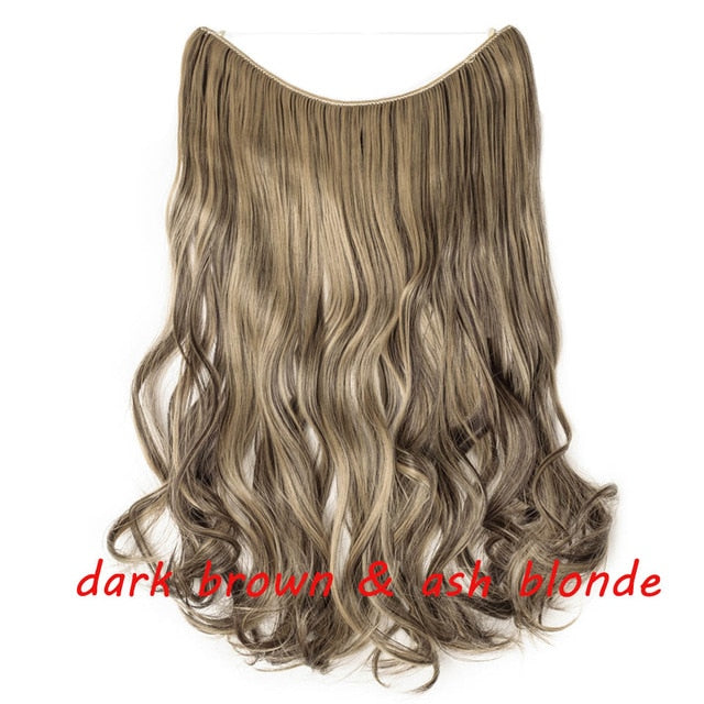 20 inch invisible wire no clip a part of halo hair extension flip in fake hair hairpieces synthetic hair for woman
