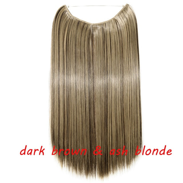 20 inch invisible wire no clip a part of halo hair extension flip in fake hair hairpieces synthetic hair for woman
