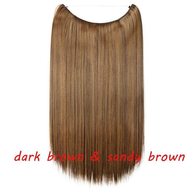 20 inch invisible wire no clip a part of halo hair extension flip in fake hair hairpieces synthetic hair for woman