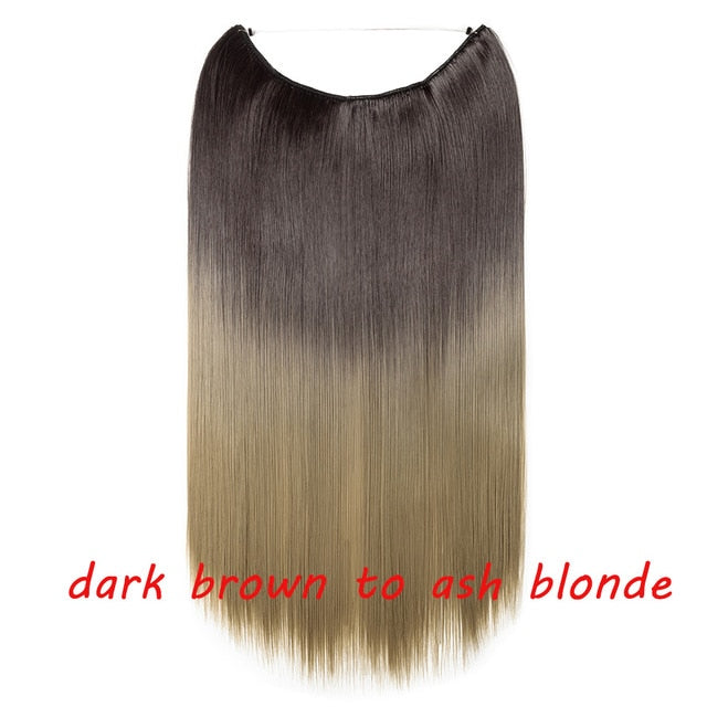 20 inch invisible wire no clip a part of halo hair extension flip in fake hair hairpieces synthetic hair for woman