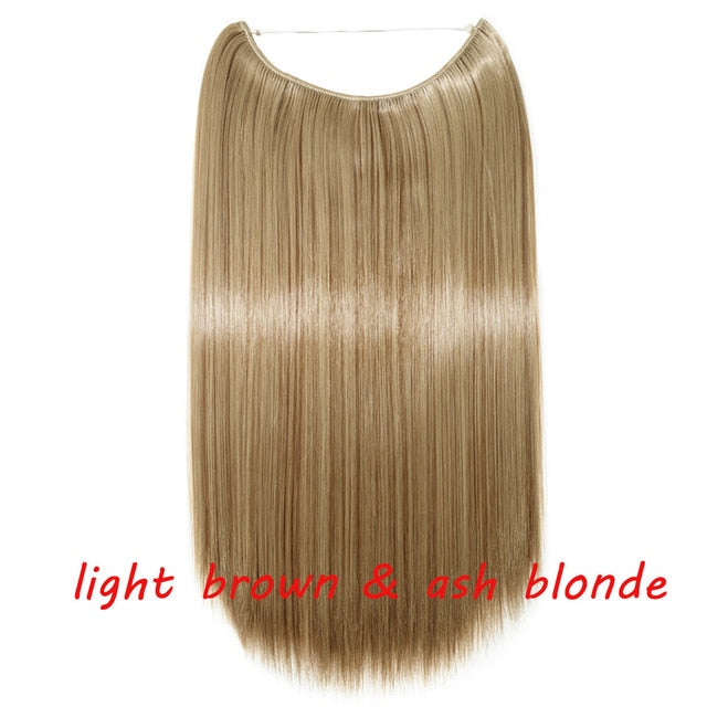 20 inch invisible wire no clip a part of halo hair extension flip in fake hair hairpieces synthetic hair for woman