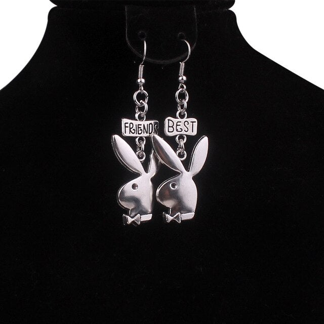punk funny animals bunny dangle earring vintage hiphop rabbit head drop earrings for women girls gifts brincos para as mulheres