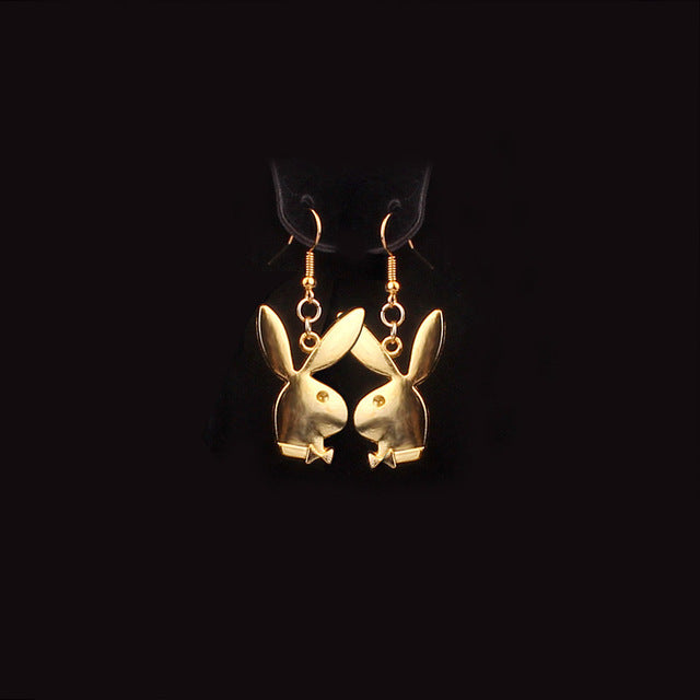 punk funny animals bunny dangle earring vintage hiphop rabbit head drop earrings for women girls gifts brincos para as mulheres