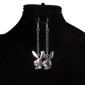 punk funny animals bunny dangle earring vintage hiphop rabbit head drop earrings for women girls gifts brincos para as mulheres