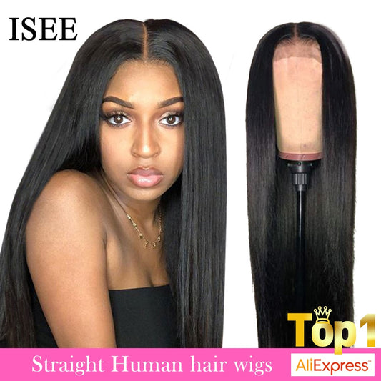 ISEE HAIR Straight Lace Front Wigs For Women Malaysian 150% Density 360 Lace Frontal Wig Straight Lace Front Human Hair Wigs