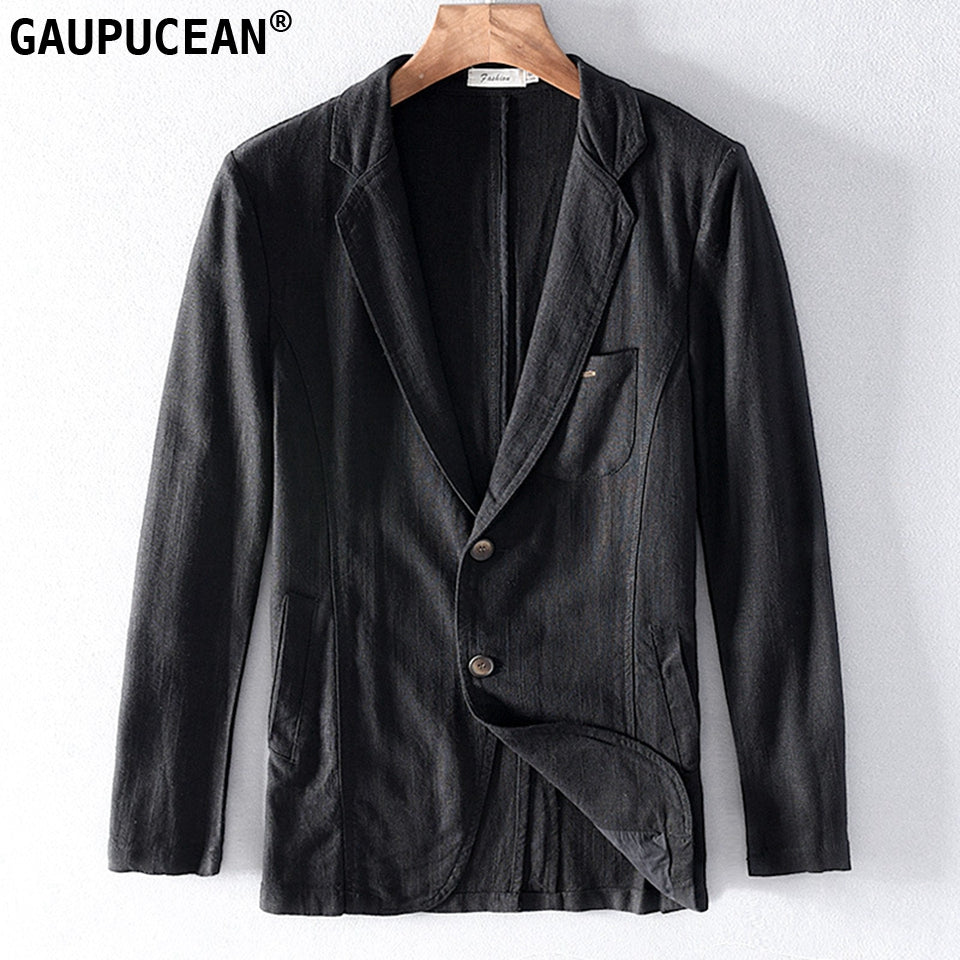 55% Linen 45% Cotton Breathable Anti-static Cool Man Suit Jacket Quality Casual Male Spring Autumn Single Breasted Men Blazer