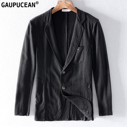 55% Linen 45% Cotton Breathable Anti-static Cool Man Suit Jacket Quality Casual Male Spring Autumn Single Breasted Men Blazer