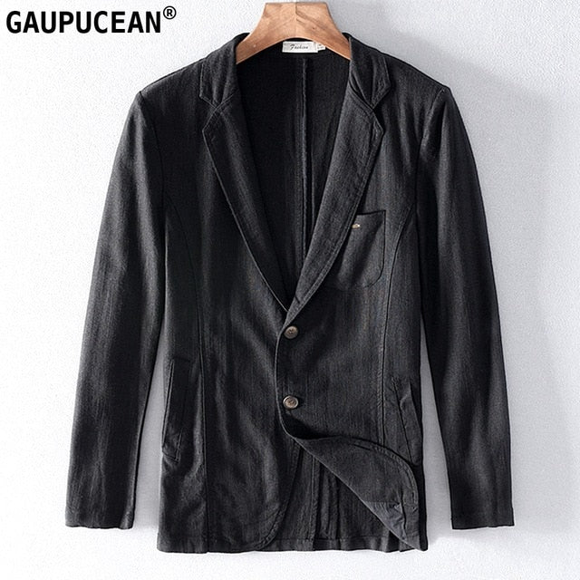 55% Linen 45% Cotton Breathable Anti-static Cool Man Suit Jacket Quality Casual Male Spring Autumn Single Breasted Men Blazer