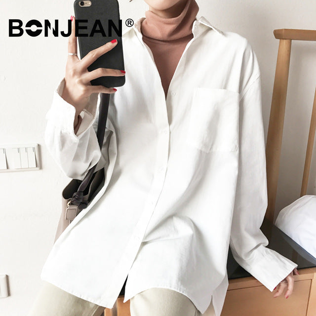 Cotton Blouse Women Summer Shirt Spring Long Sleeve Beige Blue White Blouse Casual Tops Ladies Shirt Streetwear Z085