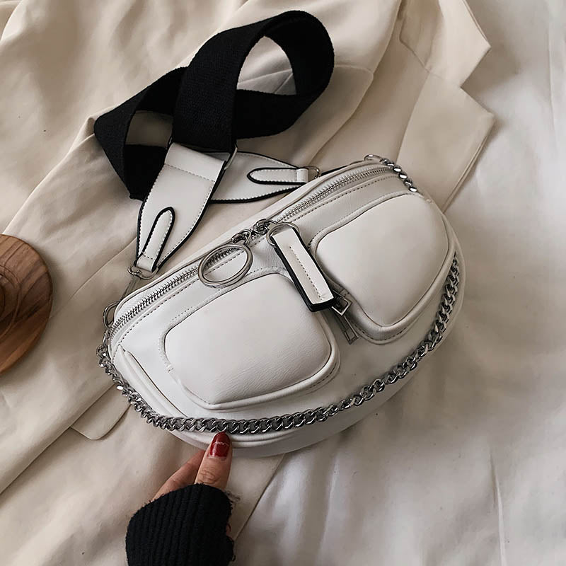 Wide Shoulder Belt Crossbody Bags For Women 2020 Chain Designer Shoulder Messenger Handbags Solid Color Design Hand Bag