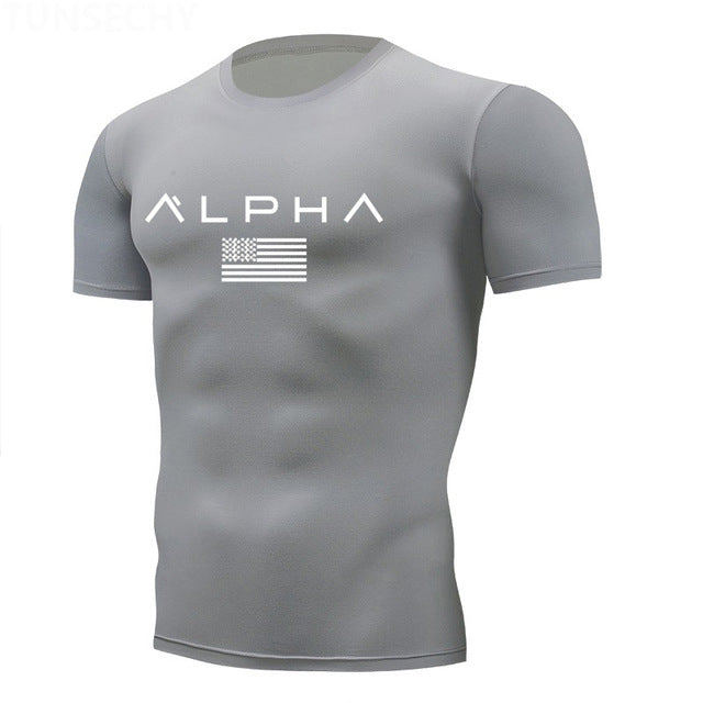 Running Shirts Men Short Sleeve Quick Dry Compression tshirt Fitness Tights Sport Shirt Men Gym jogging t shirt Sports Wear