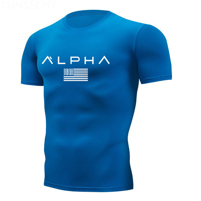 Running Shirts Men Short Sleeve Quick Dry Compression tshirt Fitness Tights Sport Shirt Men Gym jogging t shirt Sports Wear