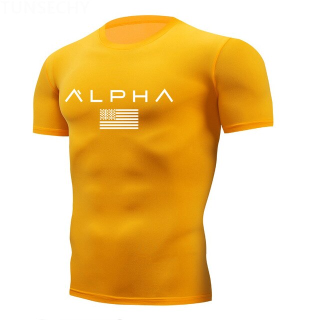 Running Shirts Men Short Sleeve Quick Dry Compression tshirt Fitness Tights Sport Shirt Men Gym jogging t shirt Sports Wear