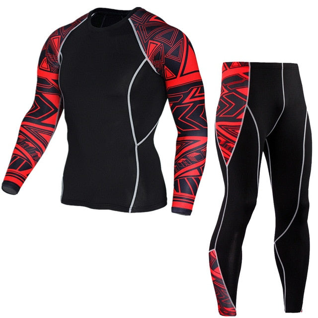 Plus Size 2pcs/set Mens Tracksuit Sport Suit Gym Fitness Compression Clothing Running Jogging Sport Wear Exercise Workout Tights