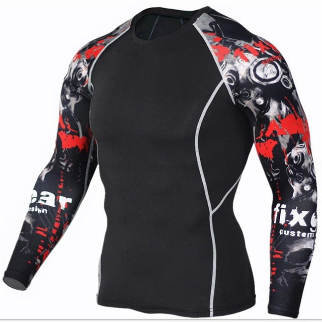 Plus Size 2pcs/set Mens Tracksuit Sport Suit Gym Fitness Compression Clothing Running Jogging Sport Wear Exercise Workout Tights