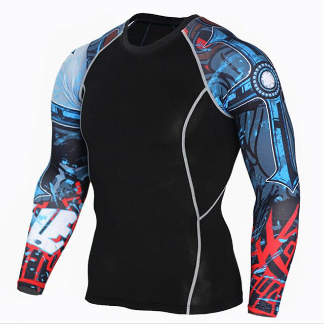 Plus Size 2pcs/set Mens Tracksuit Sport Suit Gym Fitness Compression Clothing Running Jogging Sport Wear Exercise Workout Tights