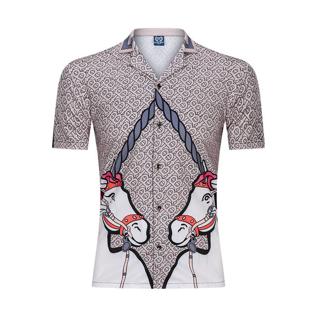 New 3D Men Beach Casual Shirt Printed Summer Short Sleeve Loose Streetwear Fashion Gym Sportwear Hip Hop Camisa Male Blouse 2020