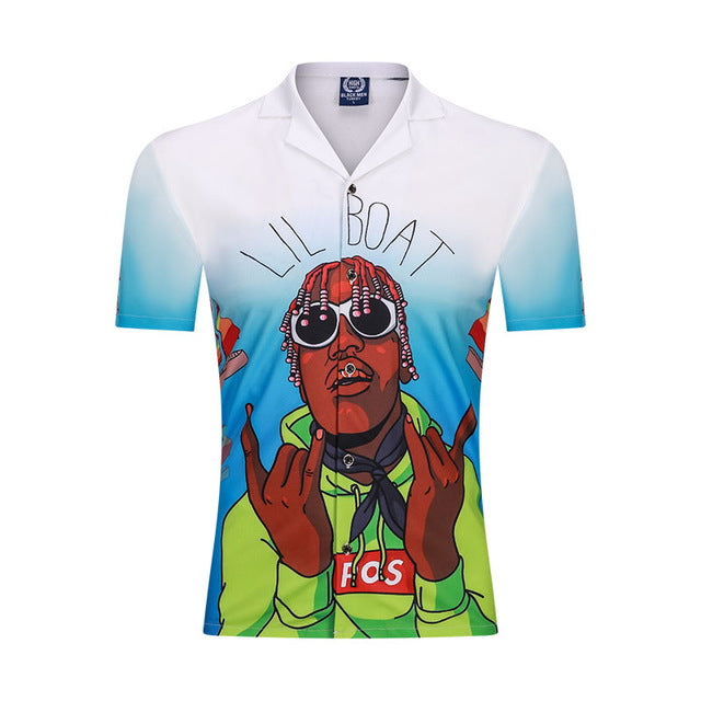 New 3D Men Beach Casual Shirt Printed Summer Short Sleeve Loose Streetwear Fashion Gym Sportwear Hip Hop Camisa Male Blouse 2020