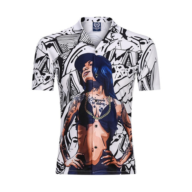 New 3D Men Beach Casual Shirt Printed Summer Short Sleeve Loose Streetwear Fashion Gym Sportwear Hip Hop Camisa Male Blouse 2020