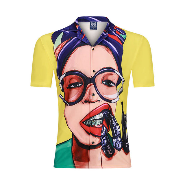 New 3D Men Beach Casual Shirt Printed Summer Short Sleeve Loose Streetwear Fashion Gym Sportwear Hip Hop Camisa Male Blouse 2020