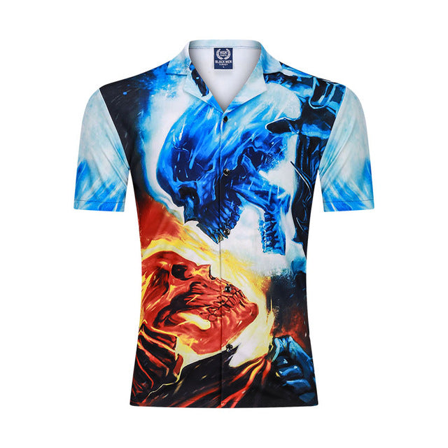 New 3D Men Beach Casual Shirt Printed Summer Short Sleeve Loose Streetwear Fashion Gym Sportwear Hip Hop Camisa Male Blouse 2020