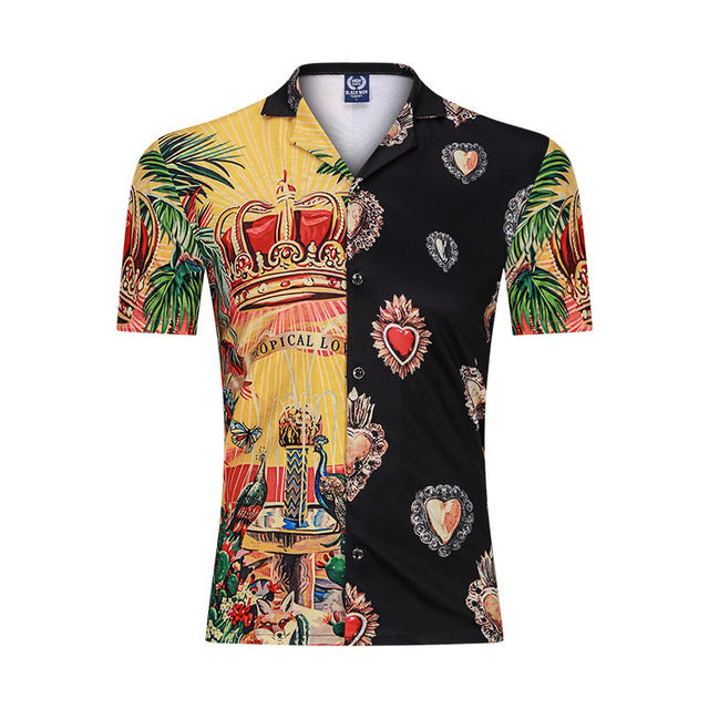 New 3D Men Beach Casual Shirt Printed Summer Short Sleeve Loose Streetwear Fashion Gym Sportwear Hip Hop Camisa Male Blouse 2020