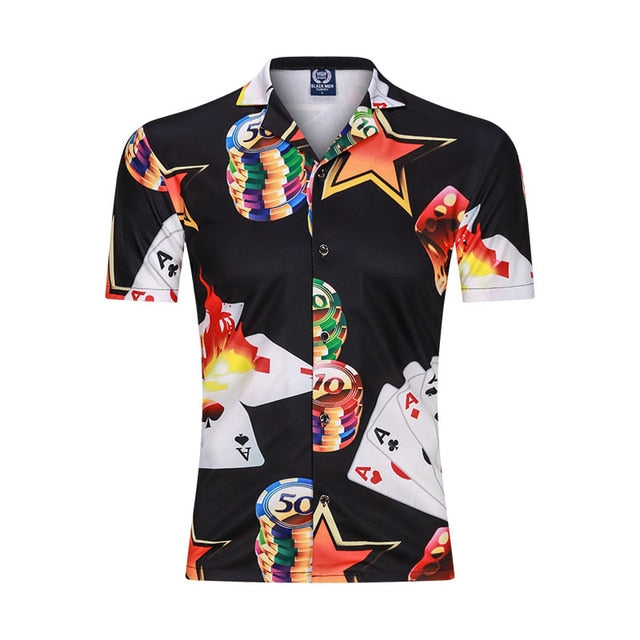 New 3D Men Beach Casual Shirt Printed Summer Short Sleeve Loose Streetwear Fashion Gym Sportwear Hip Hop Camisa Male Blouse 2020