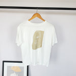 Toppies Abstract T-shirts Character Printing Women Tops Solid Color Summer white Cotton Tops Tees harajuku clothing