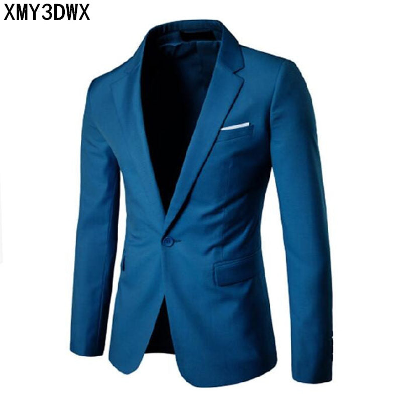 Fashion Party Mens slim fit cotton blazer Suit Jacket black blue Gray plus size L-6XL Male blazers Mens coat Wedding dress