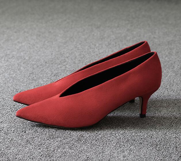 XGRAVITY 2020 Pop Star Pointed Toe Girl Thin Heel Woman Shoes Deep V Design Lady Fashion Shoes Elegant European Women Shoes C264