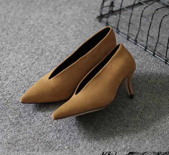 XGRAVITY 2020 Pop Star Pointed Toe Girl Thin Heel Woman Shoes Deep V Design Lady Fashion Shoes Elegant European Women Shoes C264