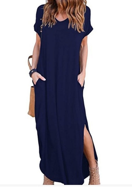 Plus Size 5XL Sexy Women Dress Summer 2019 Solid Casual Short Sleeve Maxi Dress For Women Long Dress Free Shipping Lady Dresses