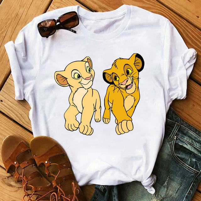 New Lovely Lion King Women Tshirts Cartoon Printed Tees Funny Harajuku Female T Shirt Korean Short Sleeves Tops Female Clothing